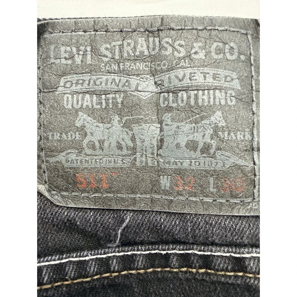 Levi's 511 Jeans Mens 32x30‎ Black Dark Wash Slim Straight Leg Denim Pants